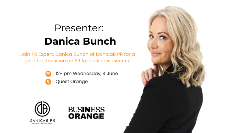 Danica Bunch PR Workshop Graphic with headshot and event details