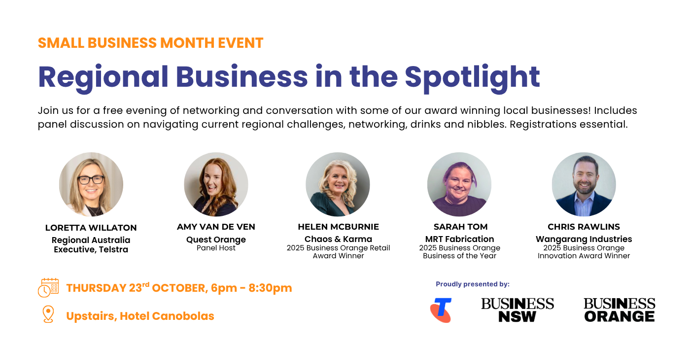 graphic with event details from copy and photos of speakers